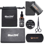 Bluezoo Men Moustache Cream Beard Wax Kit with Scissors Comb Bag Natural Organic Beard Oil Beard Wax Balm for Beard Growth